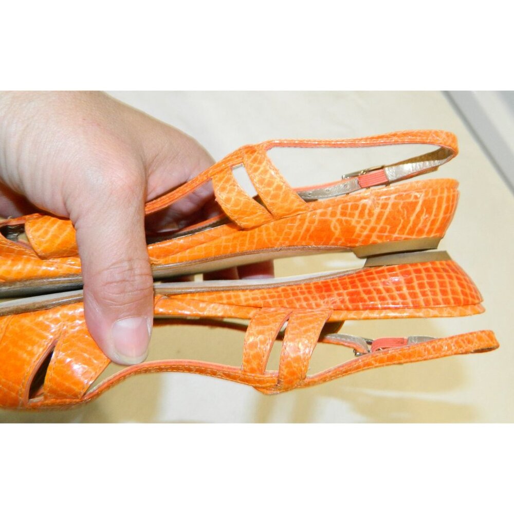 Stuart Weitzman Womens Leather Slingback Sandals In Orange & Green Size 7, 7.5 - Picture 9 of 15